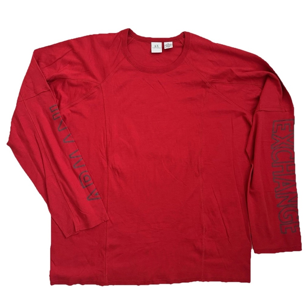 Armani Exchange Red Pullover Long-Sleeve Crew Neck T-Shirt Mens XL